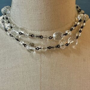 Clear Crystal long beaded necklace
